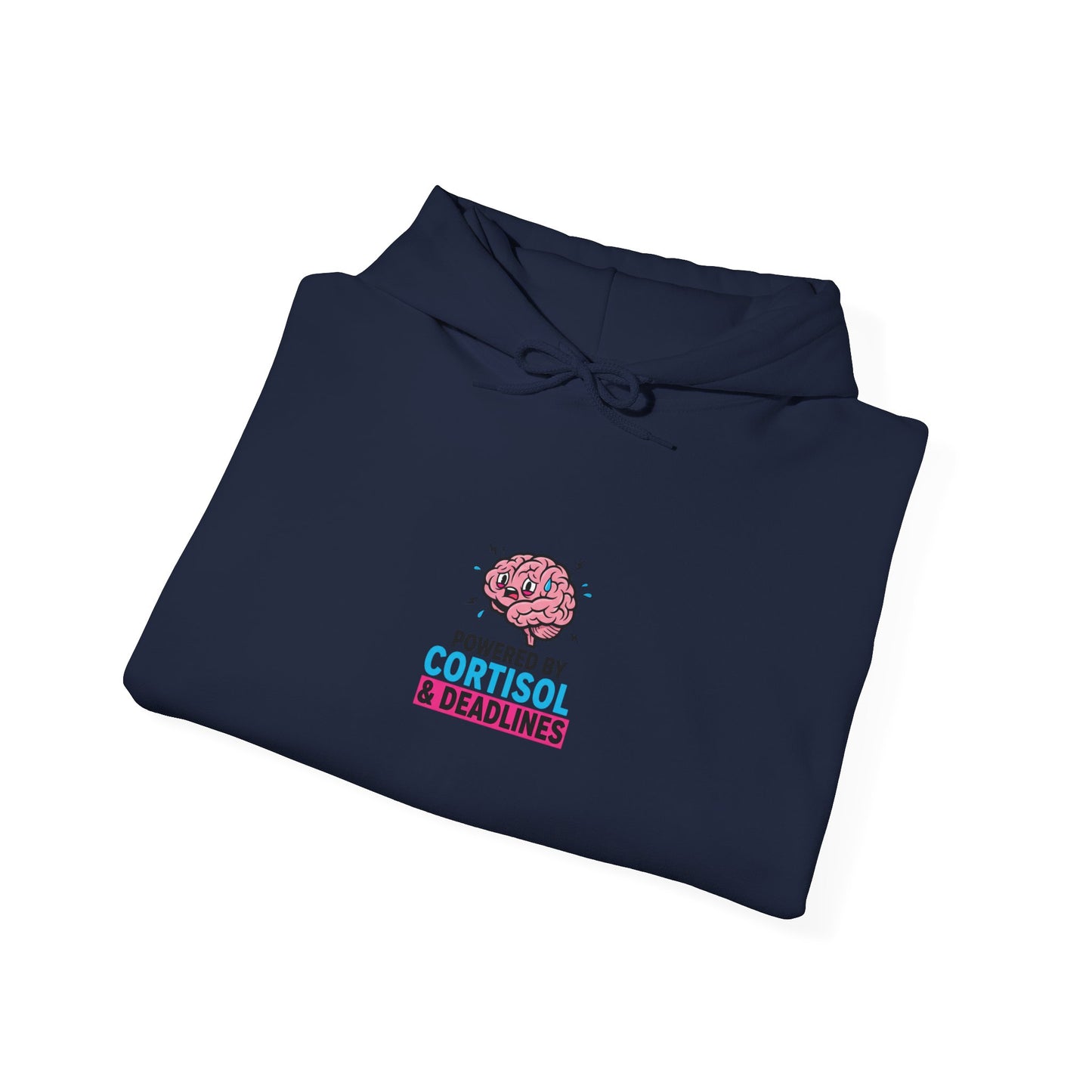 Powered by Cortisol Hoodie | stress meme, burnout shirt