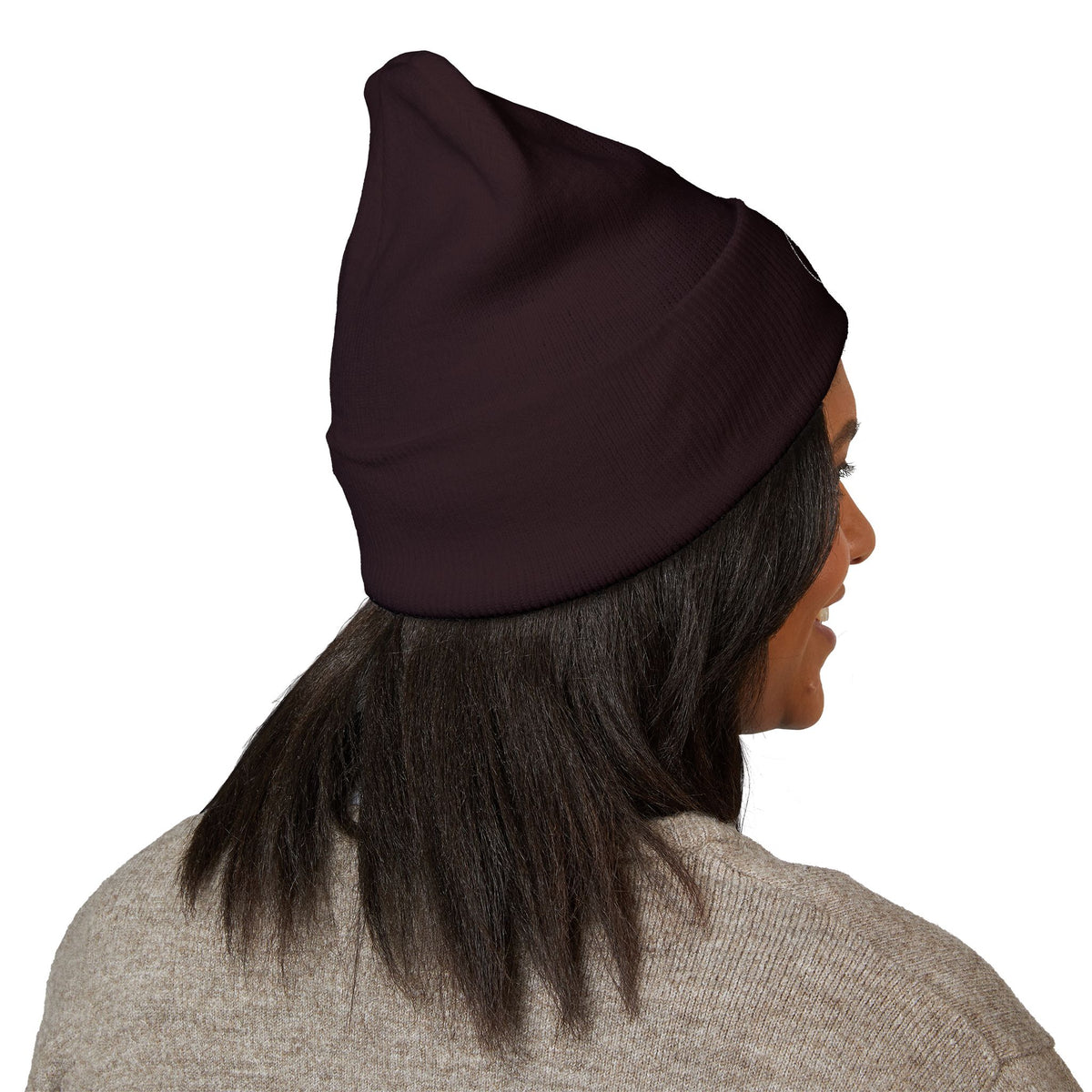 Embroidered Cuffed Beanie — “My Therapist Knows About You” Minimal Knit Hat