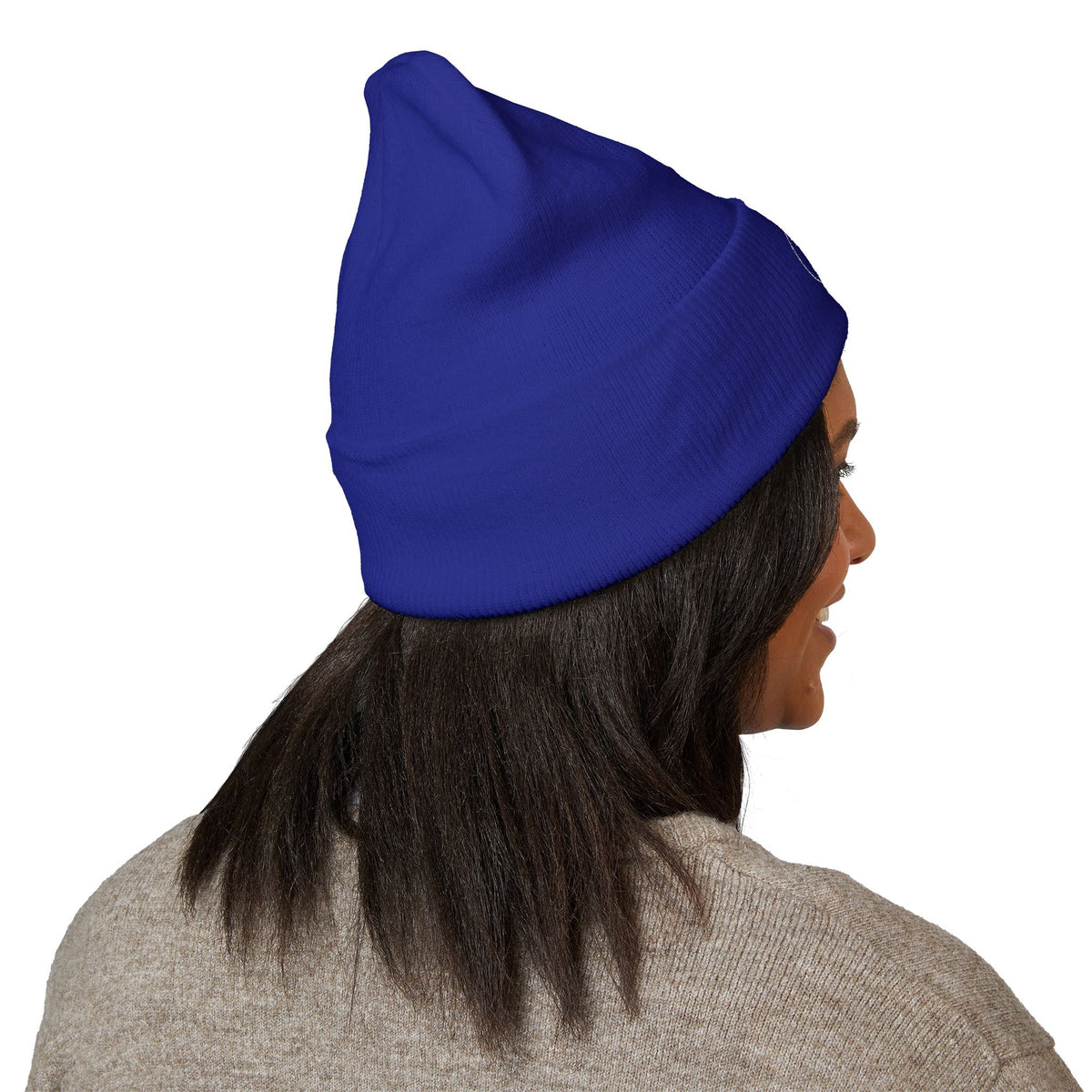 Embroidered Cuffed Beanie — “My Therapist Knows About You” Minimal Knit Hat