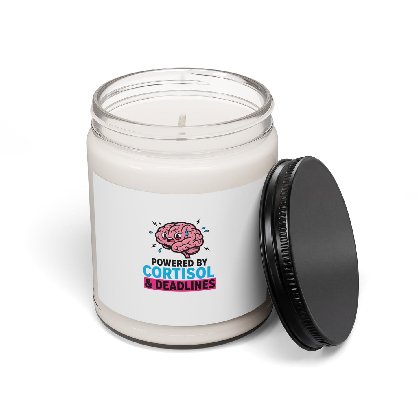 Powered by Cortisol & Deadlines Candle, stress meme, burnout humor