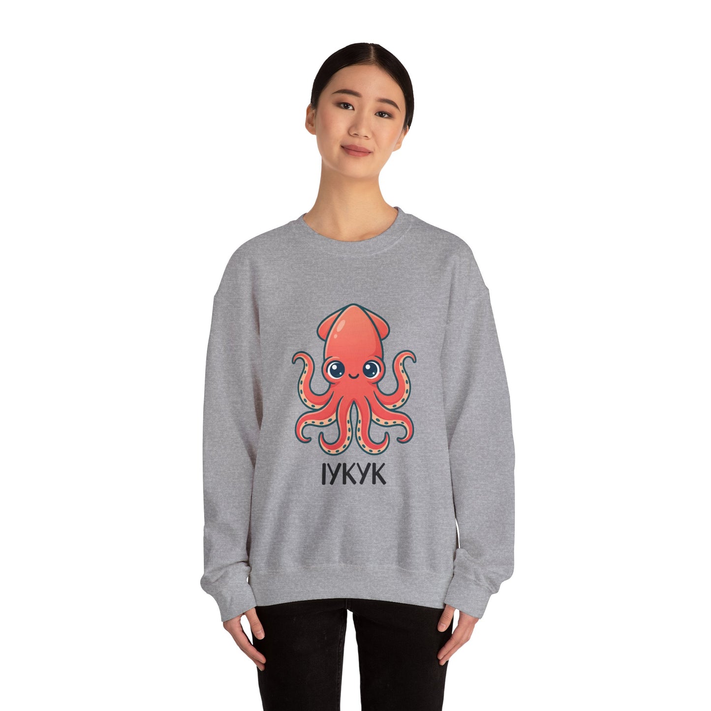 Cute Red Squid Crewneck Sweatshirt | book lover, cozy reader