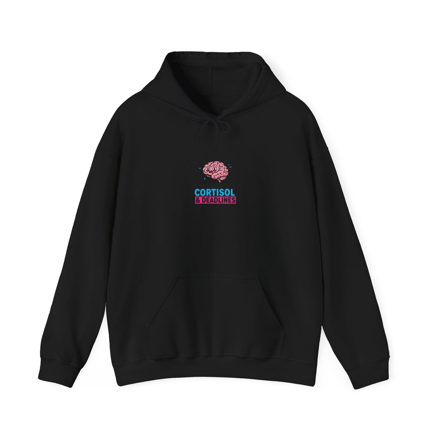 Powered by Cortisol Hoodie | stress meme, burnout shirt