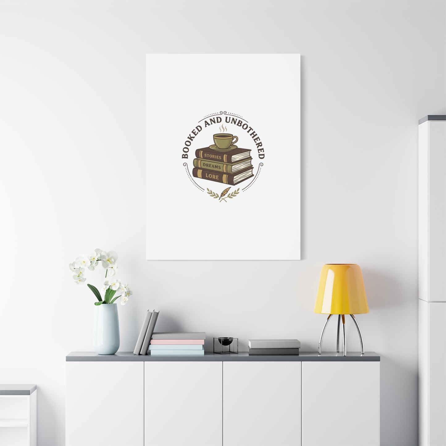 Booked and Unbothered Canvas, Book Lover Decor | Cozy Reading, Dark Academia