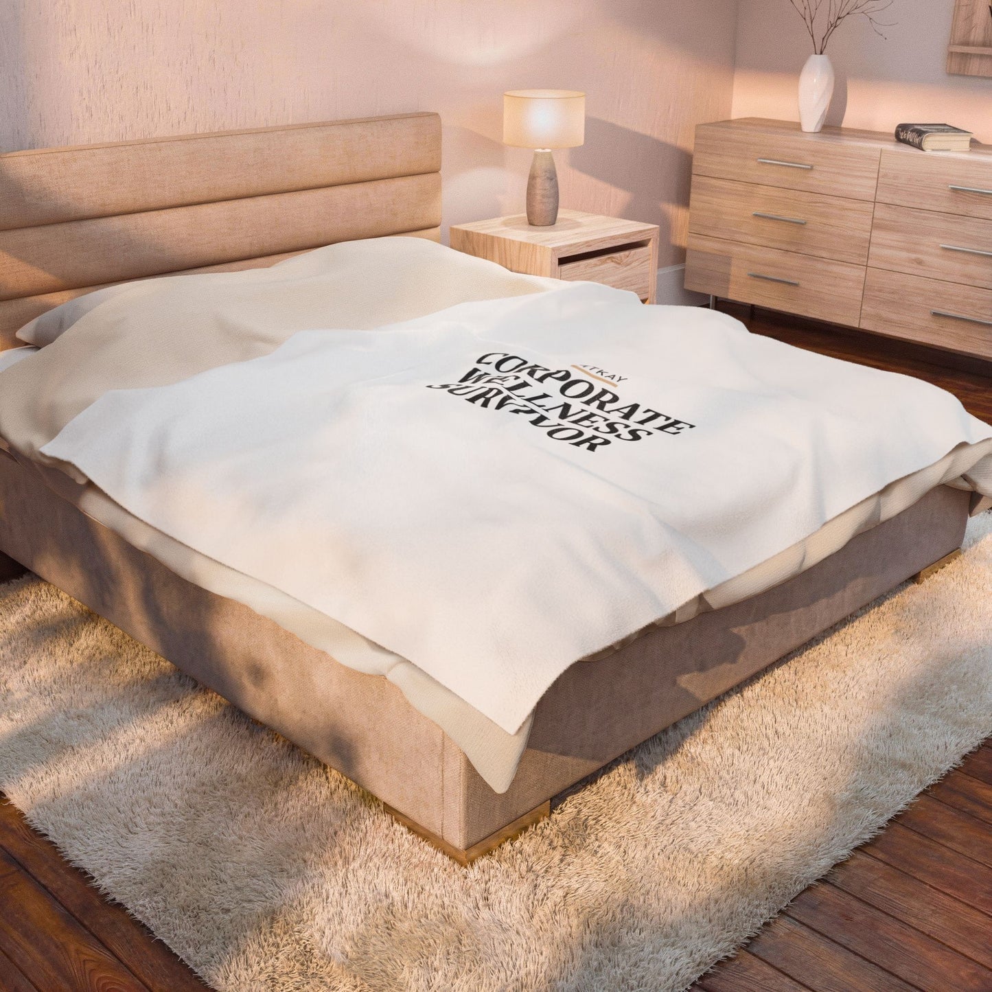 Corporate Wellness Survivor Velveteen Plush Blanket | stress meme, burnout humor