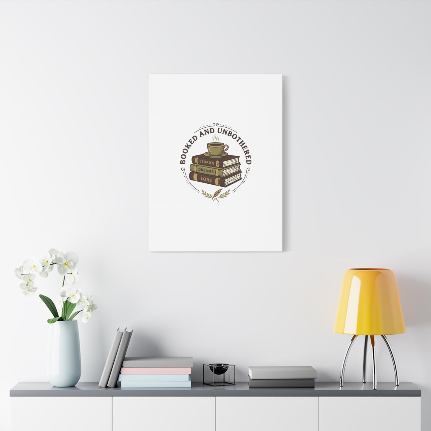 Booked and Unbothered Canvas, Book Lover Decor | Cozy Reading, Dark Academia