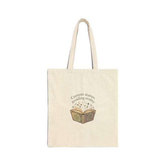 Current Status: Avoiding Reality tote | book lover, library tote