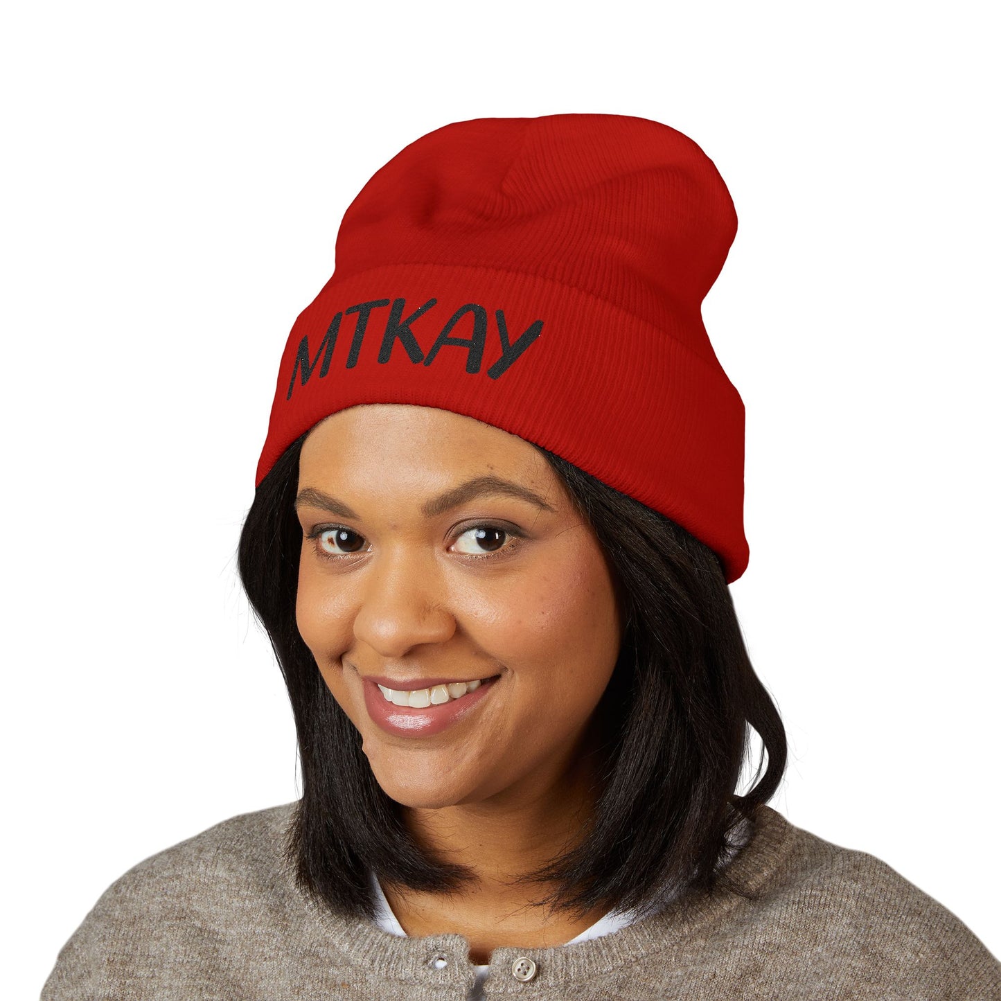 MTKAY Embroidered Cuffed Beanie — Classic Knit Winter Hat