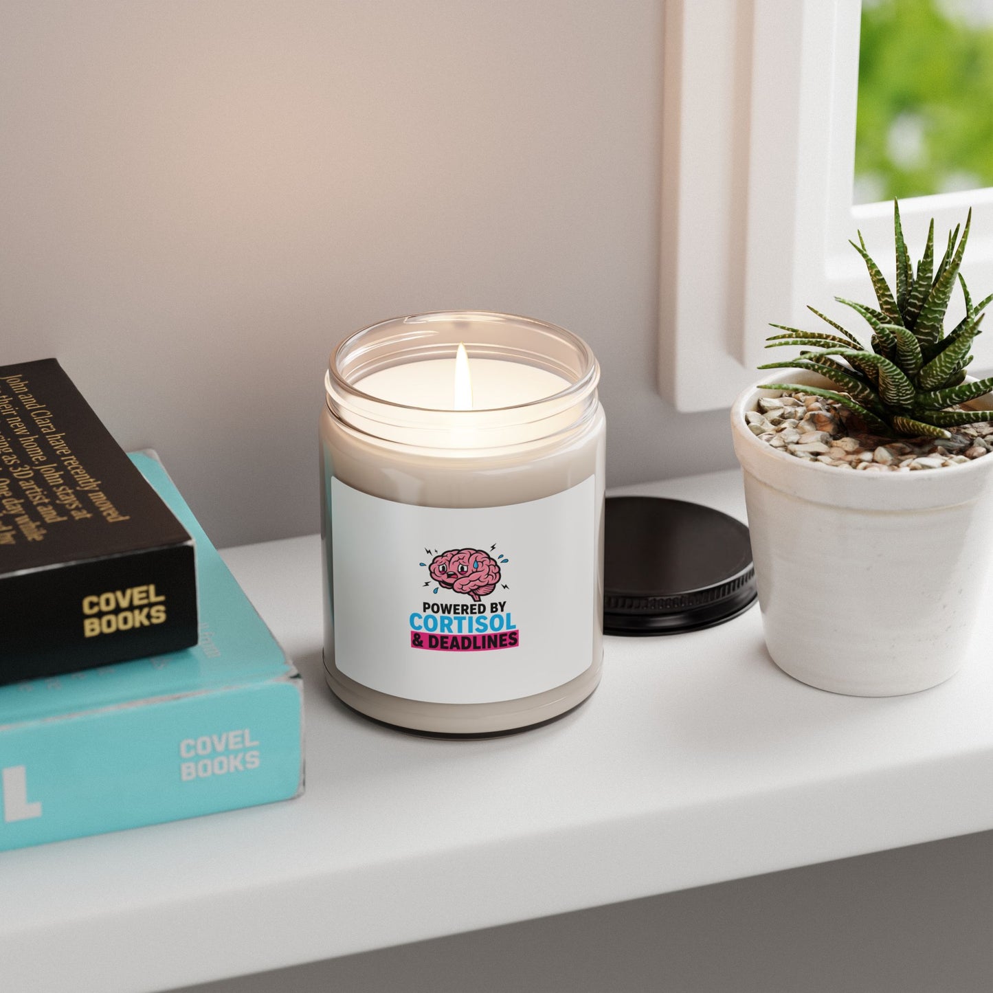 Powered by Cortisol & Deadlines Candle, stress meme, burnout humor
