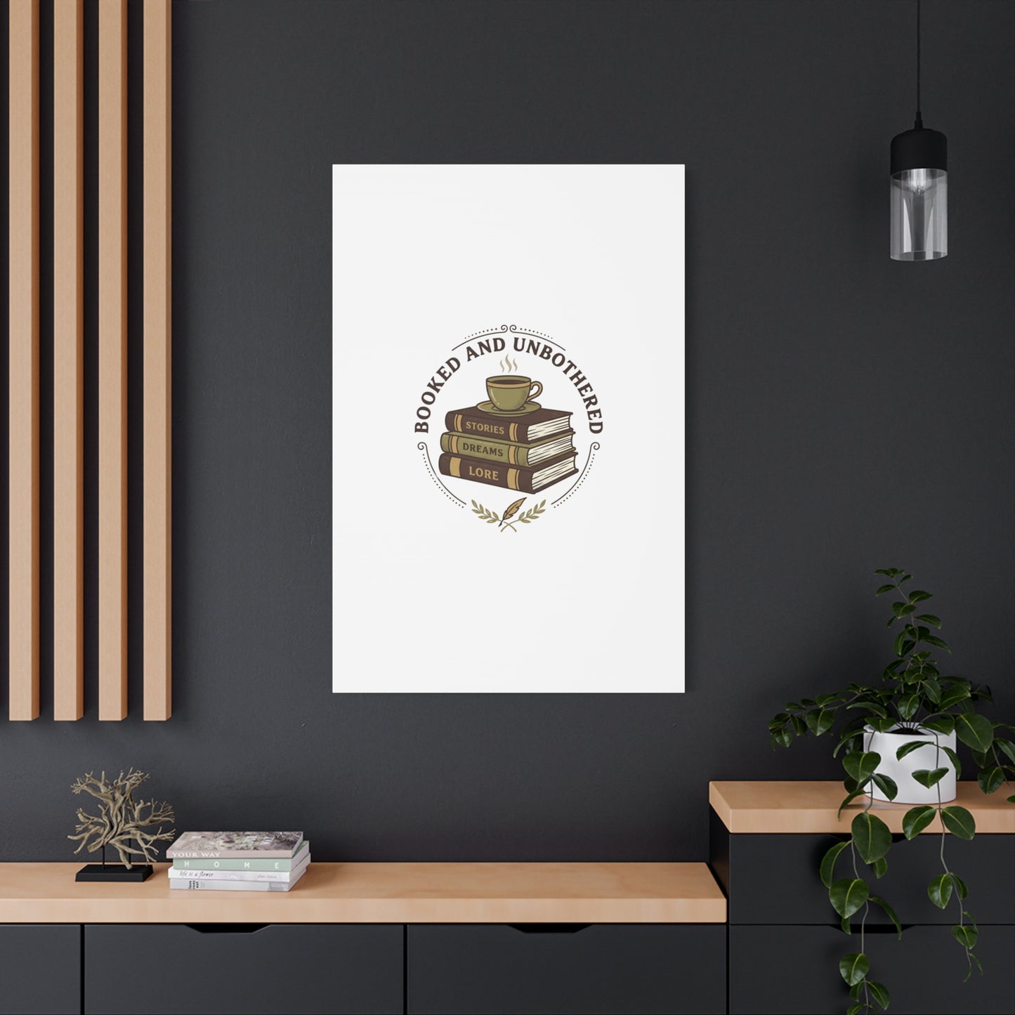 Booked and Unbothered Canvas, Book Lover Decor | Cozy Reading, Dark Academia