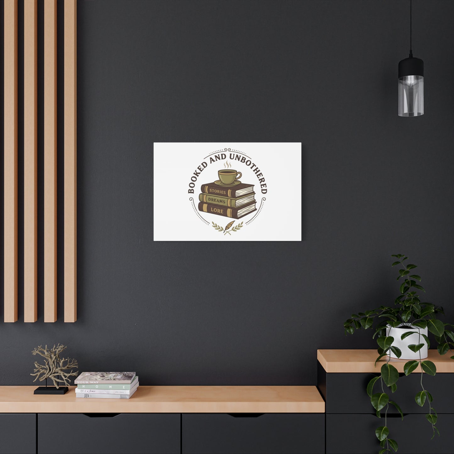 Booked and Unbothered Canvas, Book Lover Decor | Cozy Reading, Dark Academia