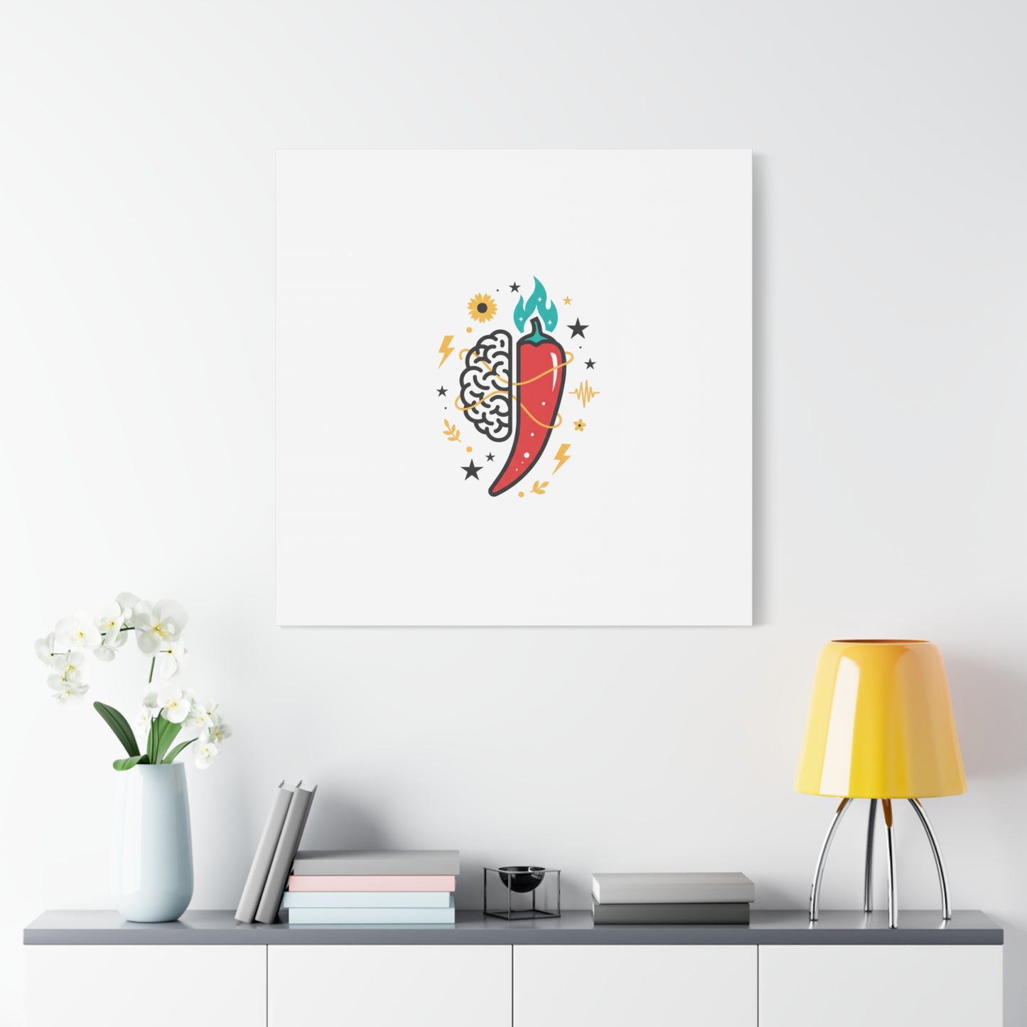 Neurodivergent Pride Brain & Chili Art Canvas | autism acceptance, autistic pride