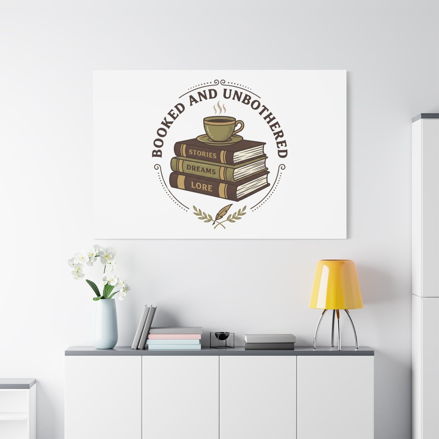 Booked and Unbothered Canvas, Book Lover Decor | Cozy Reading, Dark Academia