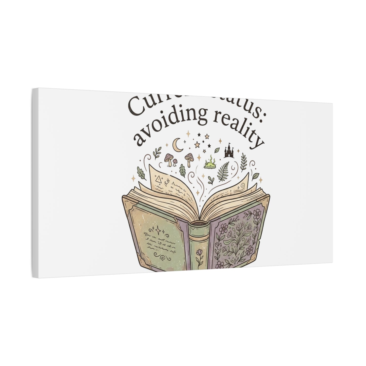 Current Status Avoiding Reality Canvas | Book Lover, Cozy Reader, Dark Academia