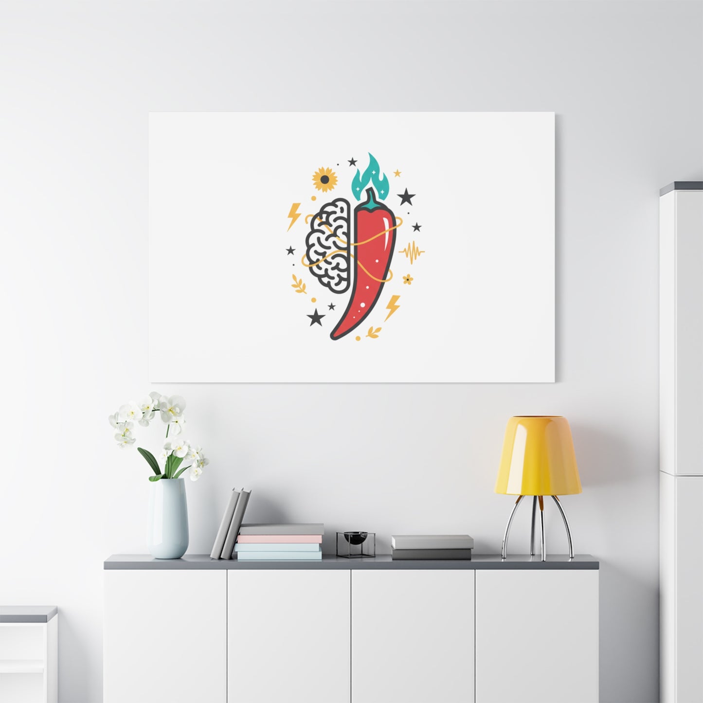 Neurodivergent Pride Brain & Chili Art Canvas | autism acceptance, autistic pride