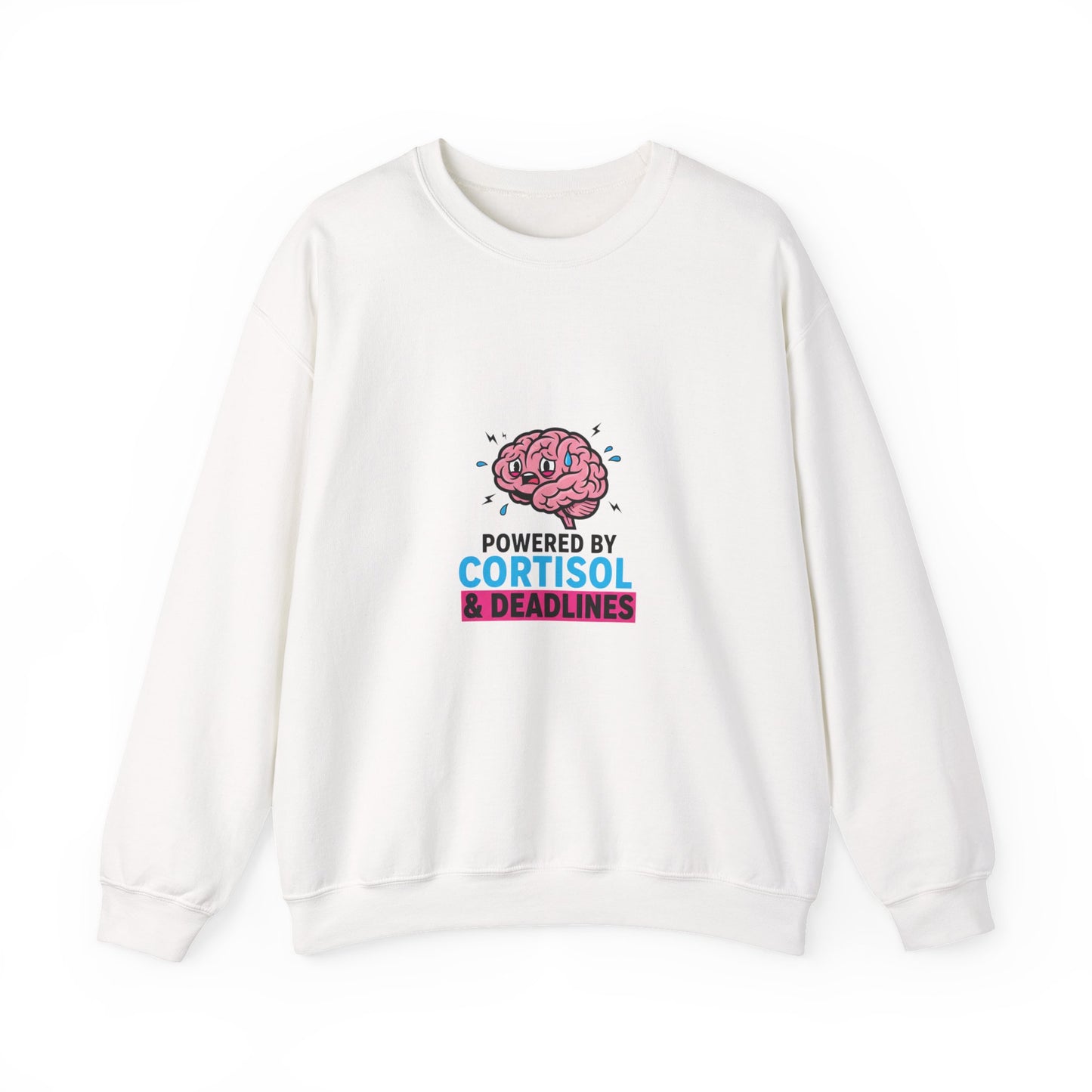 Powered by Cortisol Sweatshirt | stress meme, burnout shirt, anxiety humor