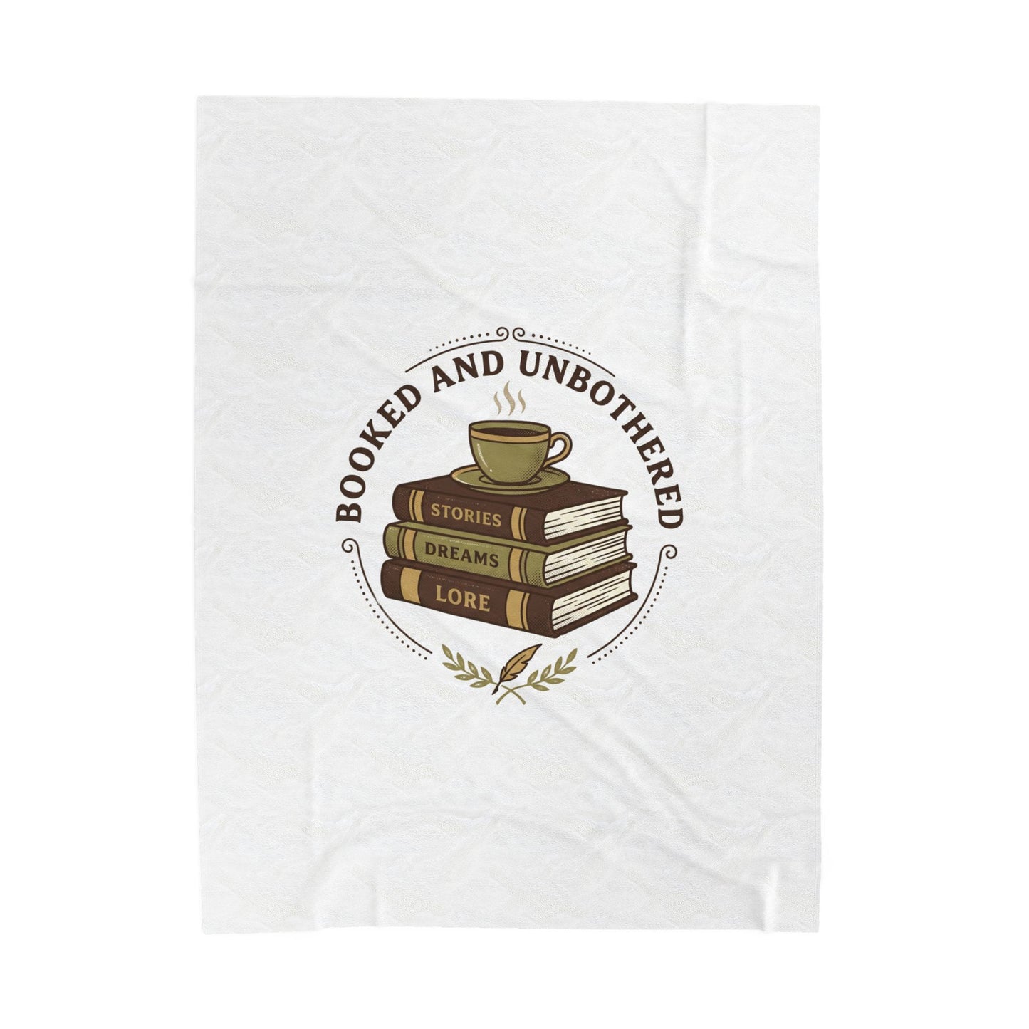 Bookish Stack 'Booked and Unbothered' Velveteen Plush Blanket | Cozy Reader, Dark Academia