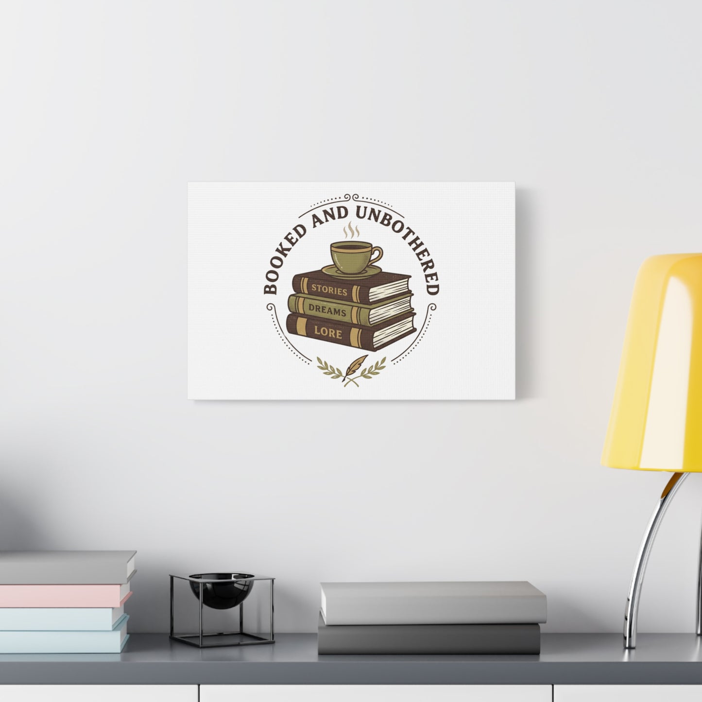 Booked and Unbothered Canvas, Book Lover Decor | Cozy Reading, Dark Academia