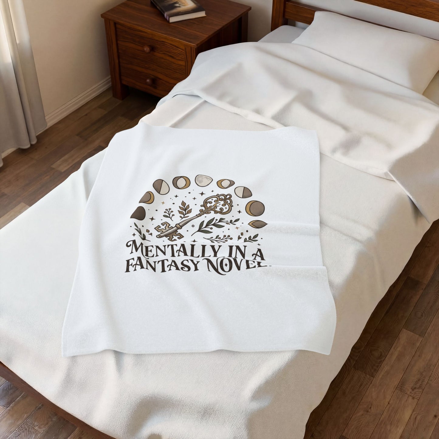 Mentally in a Fantasy Novel Velveteen Plush Blanket | Book Lover, Cozy Reader