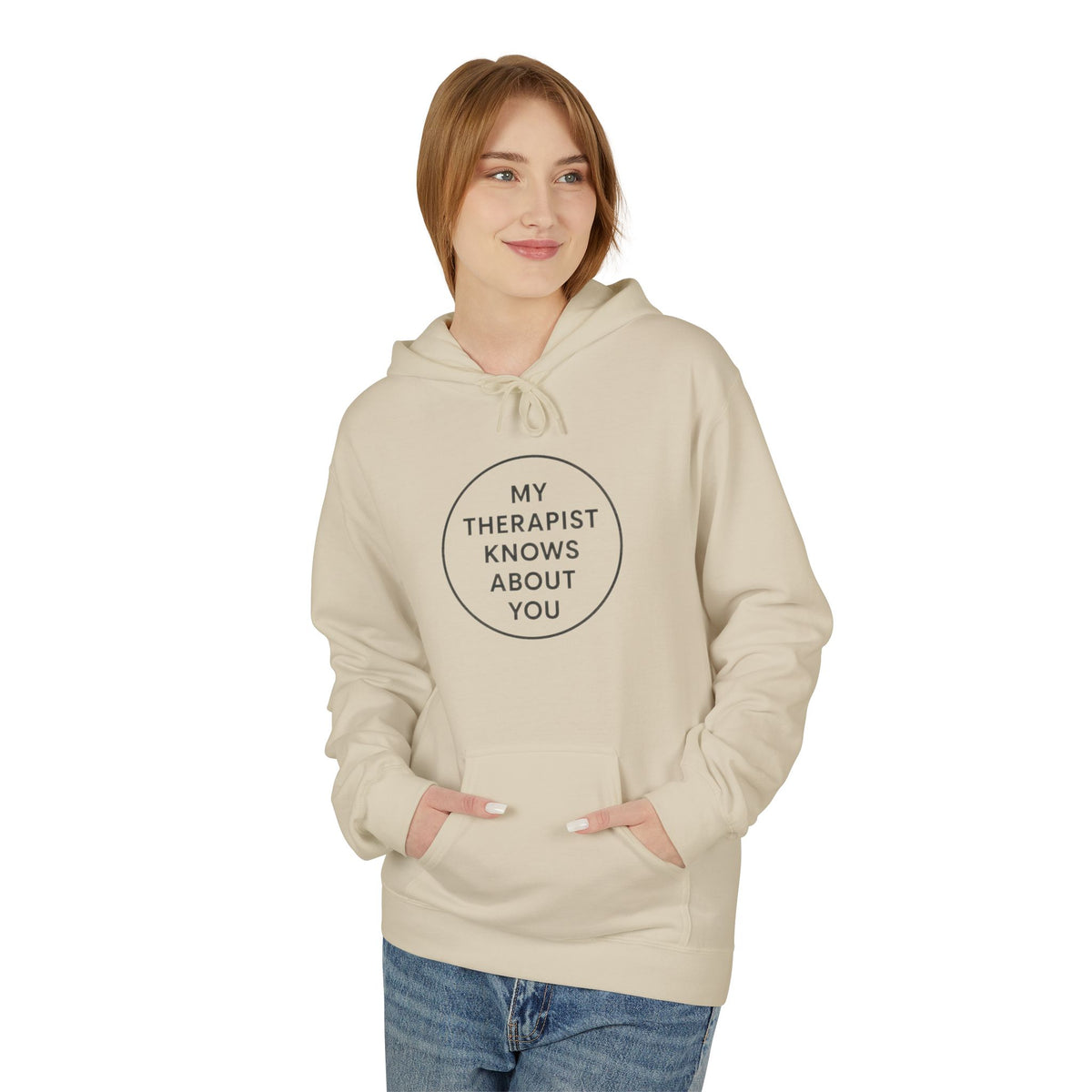 Therapist Knows About You Hoodie — Minimalist Circle Graphic Mental Health Support Pullover