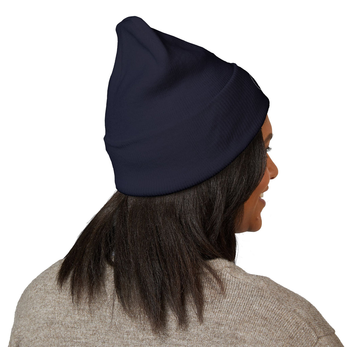 Embroidered Cuffed Beanie — “My Therapist Knows About You” Minimal Knit Hat