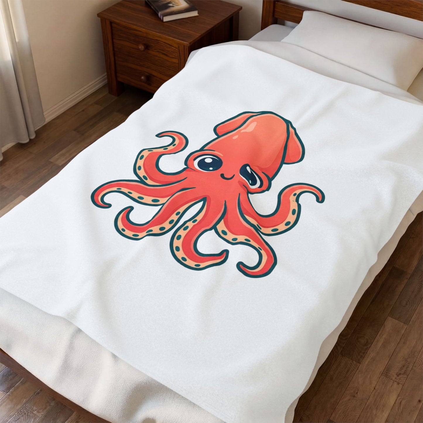 Cute Octopus Plush Blanket | Book Lover, Cozy Reader Throw