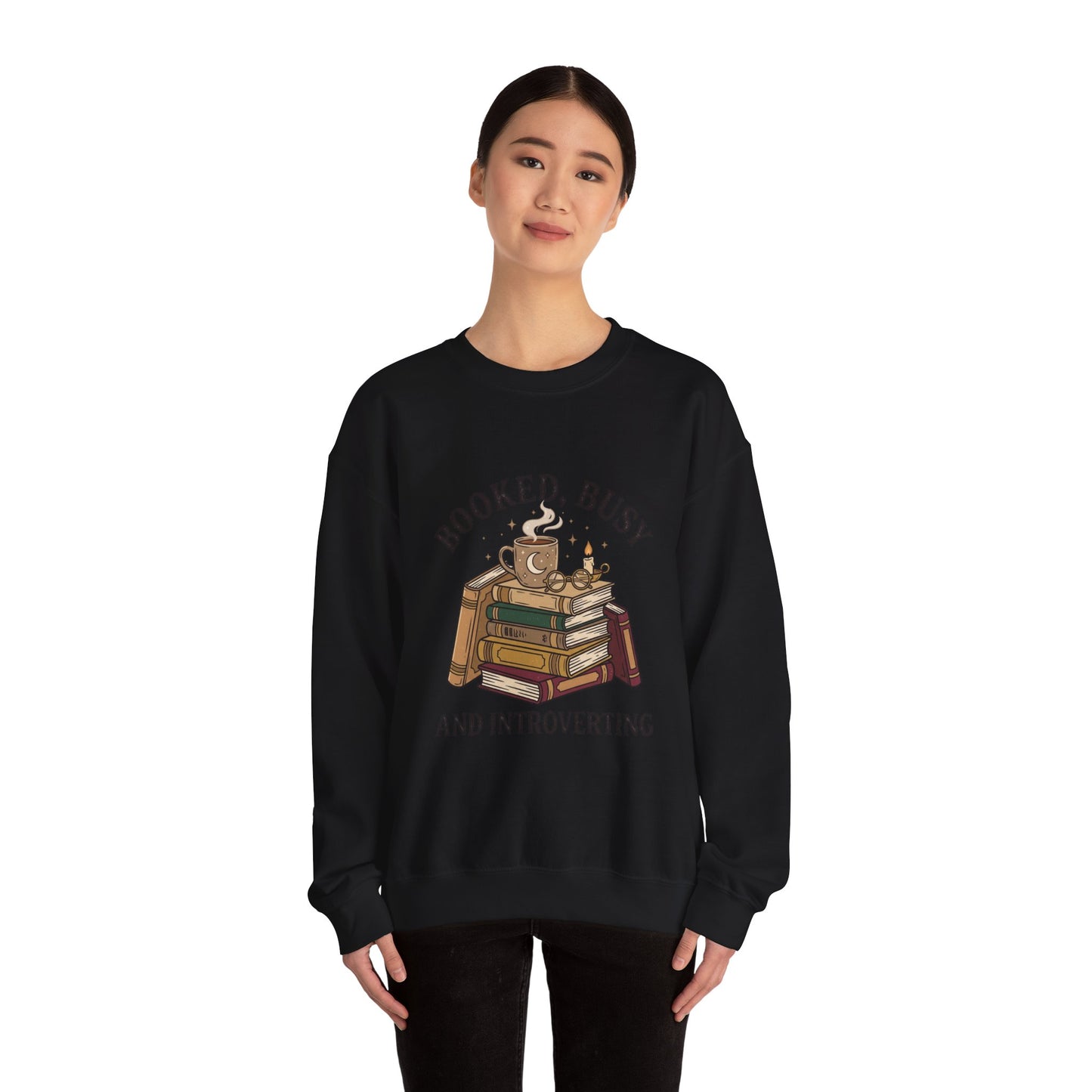 Booked Busy and Introverting Sweatshirt | Book Lover, Cozy Reader