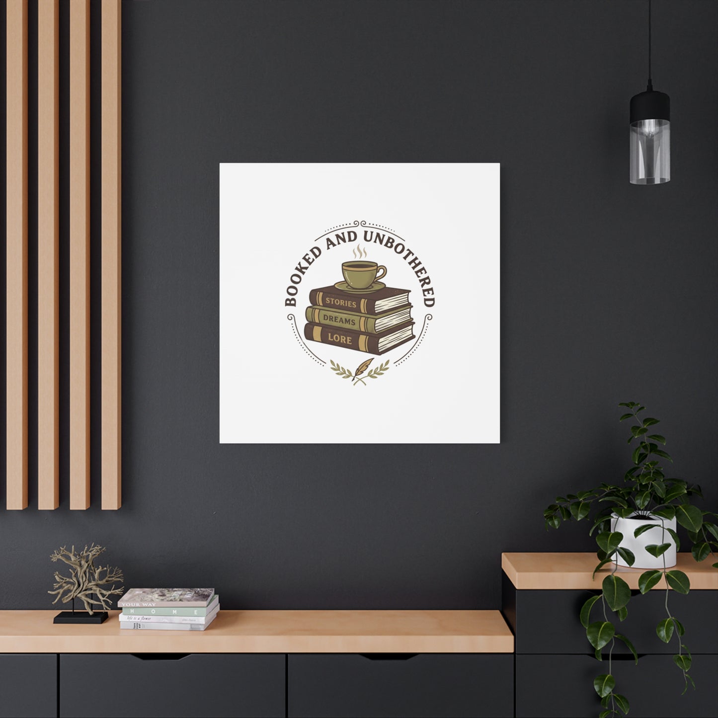 Booked and Unbothered Canvas, Book Lover Decor | Cozy Reading, Dark Academia