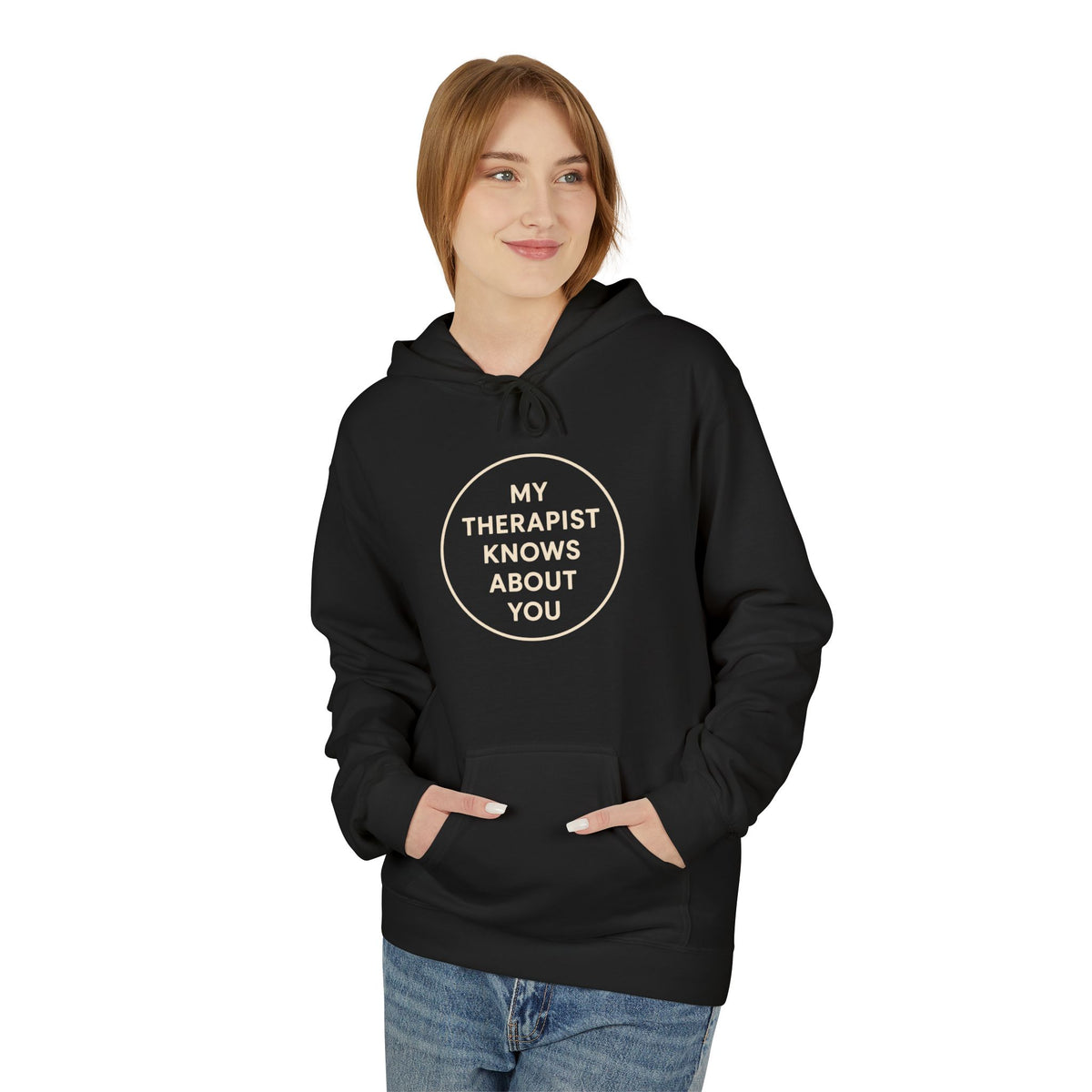 Therapist Knows About You Hoodie — Minimalist Circle Graphic Mental Health Support Pullover