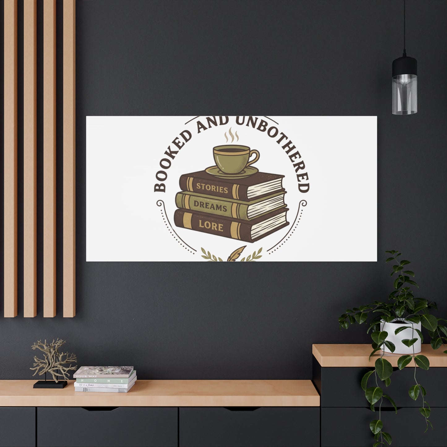Booked and Unbothered Canvas, Book Lover Decor | Cozy Reading, Dark Academia