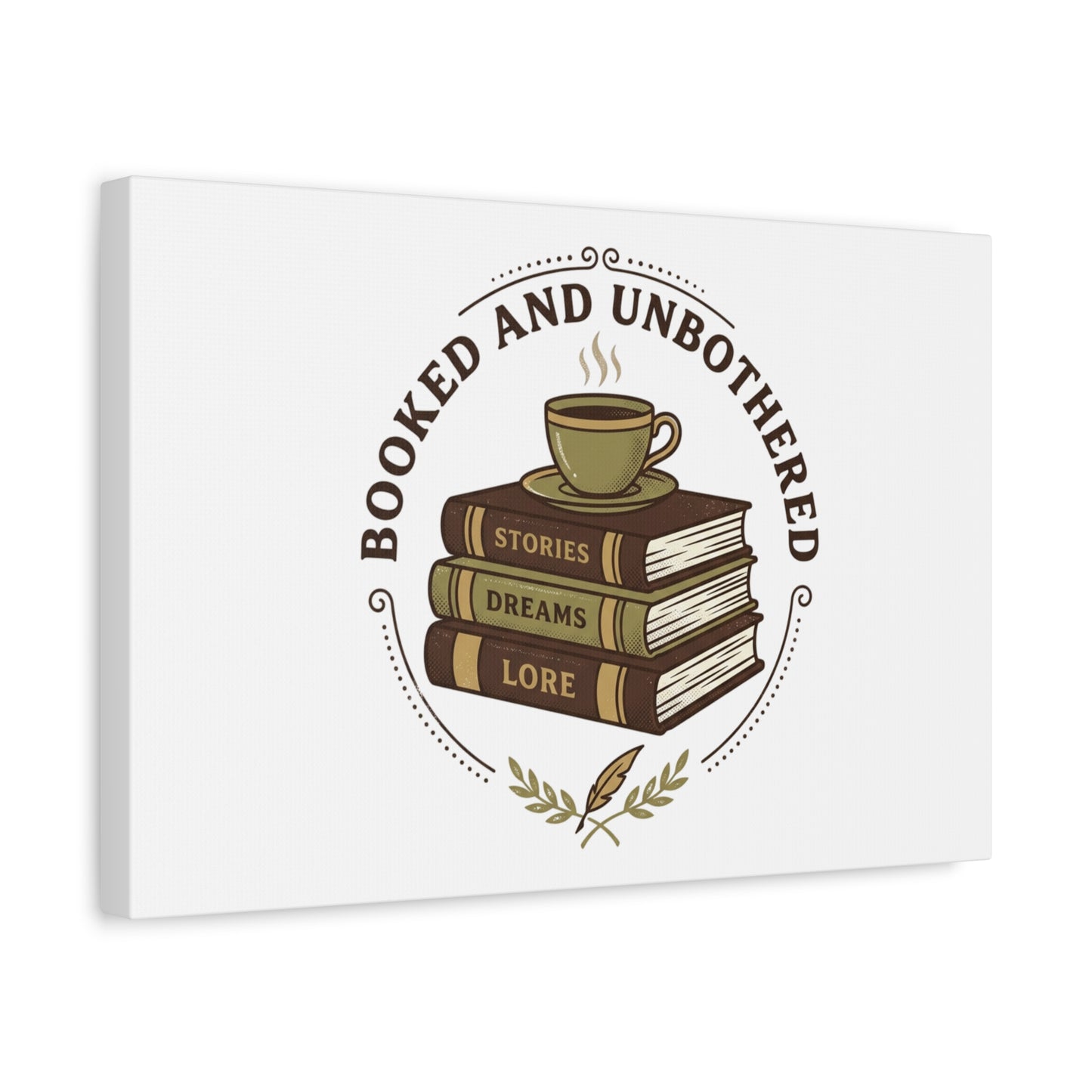 Booked and Unbothered Canvas, Book Lover Decor | Cozy Reading, Dark Academia