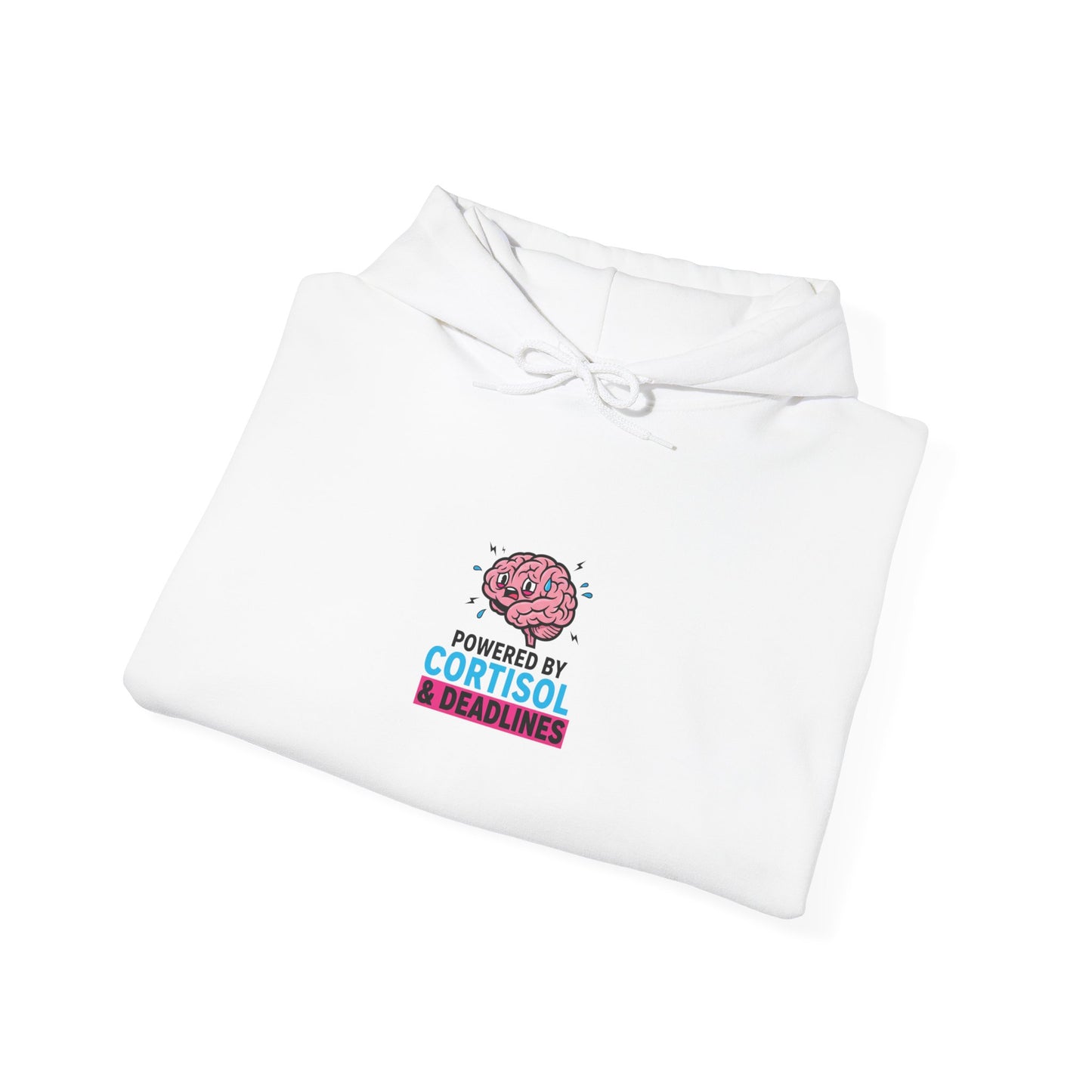 Powered by Cortisol Hoodie | stress meme, burnout shirt
