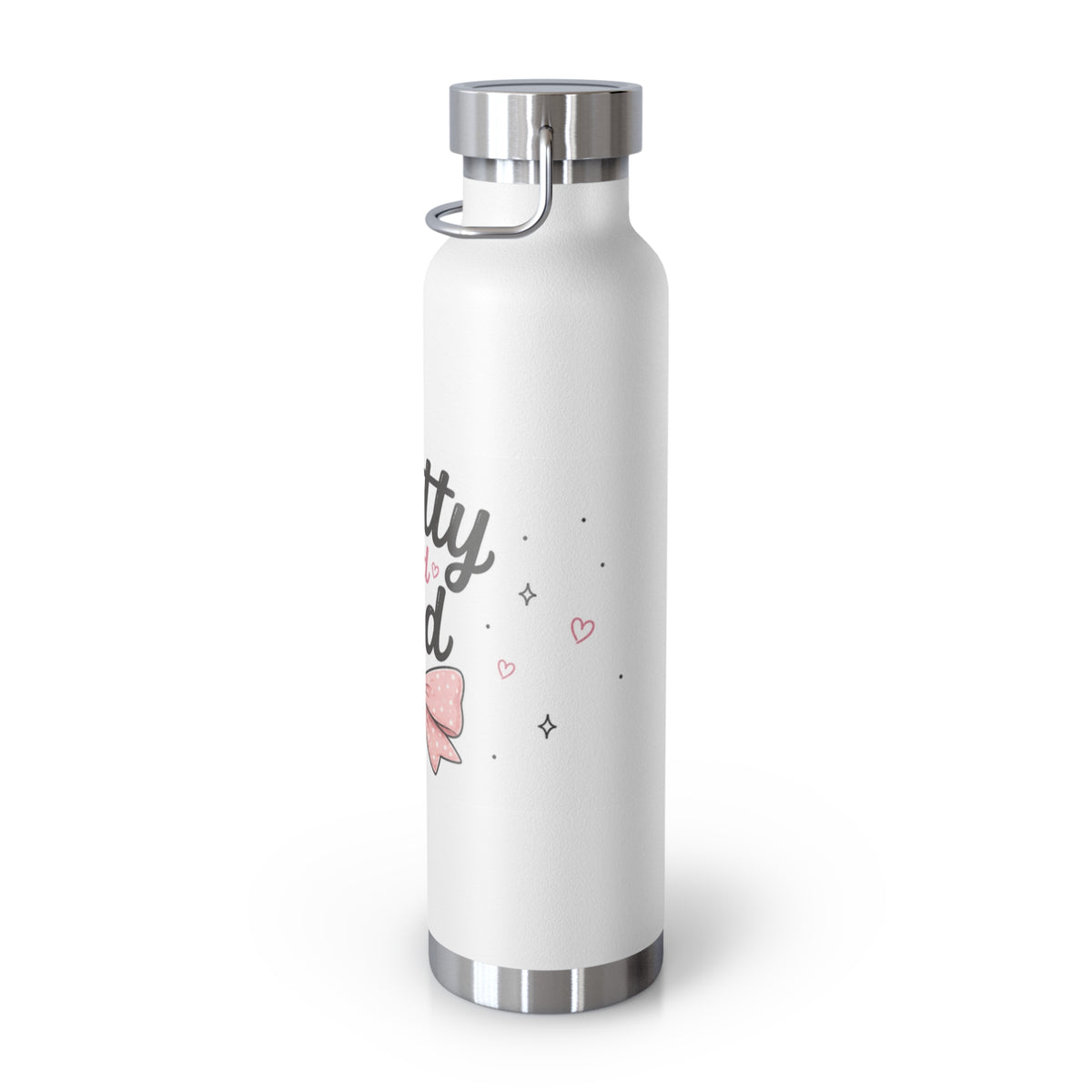 Pretty and Sad 22oz Insulated Water Bottle — Cute Pink Bow Stainless Vacuum Flask