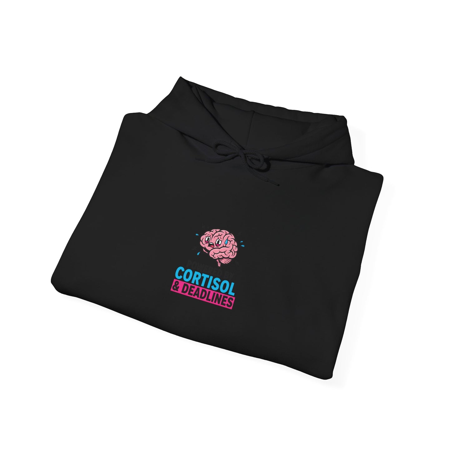 Powered by Cortisol Hoodie | stress meme, burnout shirt