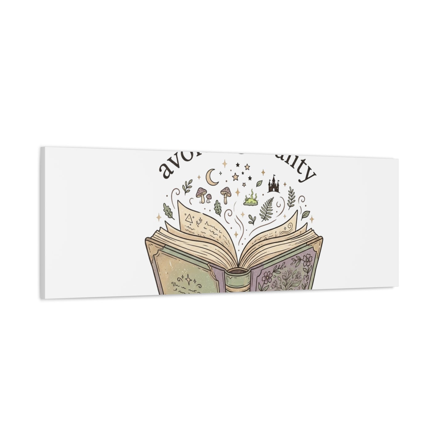Current Status Avoiding Reality Canvas | Book Lover, Cozy Reader, Dark Academia