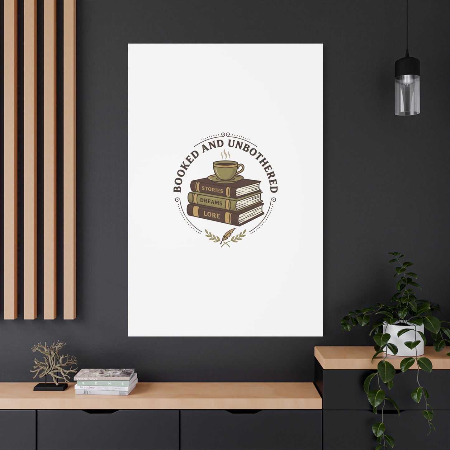 Booked and Unbothered Canvas, Book Lover Decor | Cozy Reading, Dark Academia