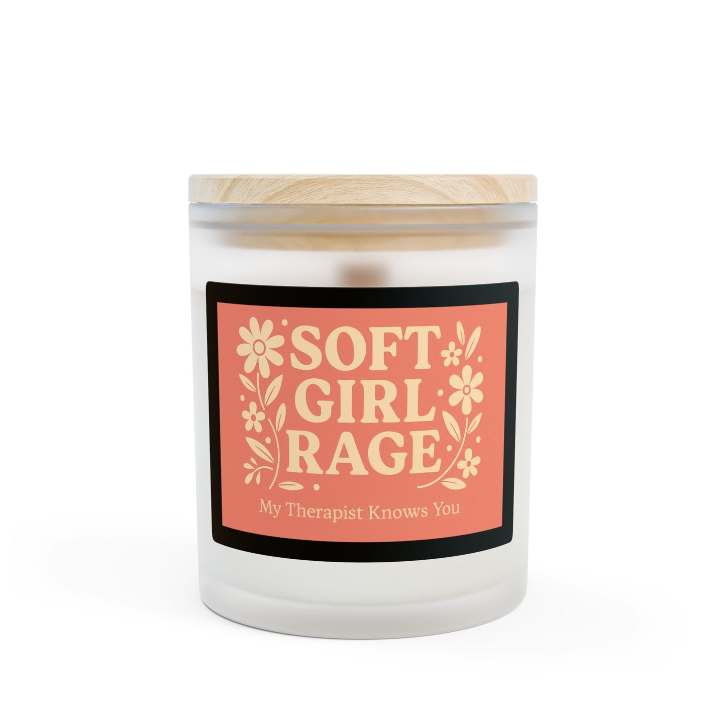 Soft Girl Rage Candle, 11oz Frosted Glass Candle, Therapy Gift, Self-Care Essential, Mood Enhancer, Relaxation Decor, Gift for Her