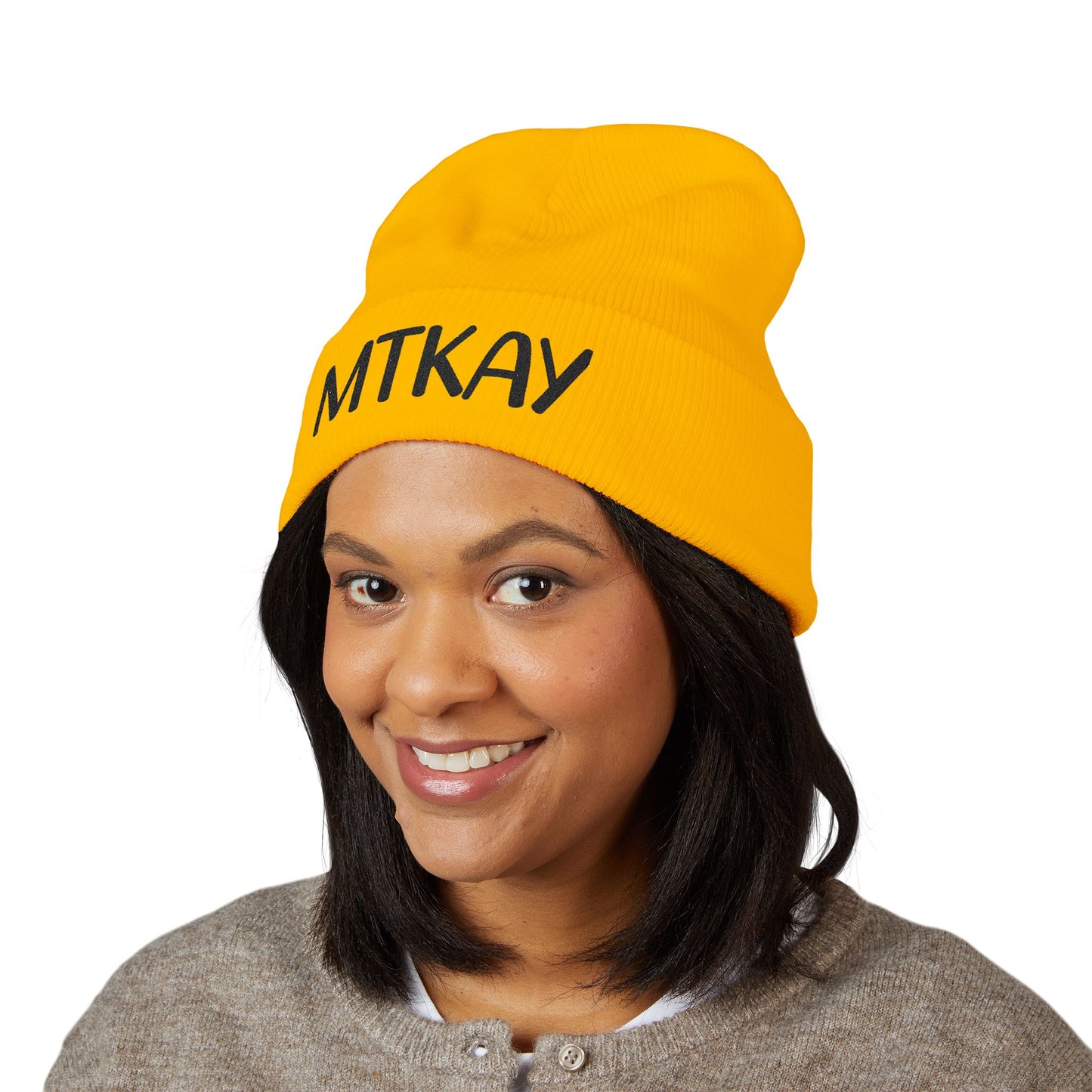 MTKAY Embroidered Cuffed Beanie — Classic Knit Winter Hat