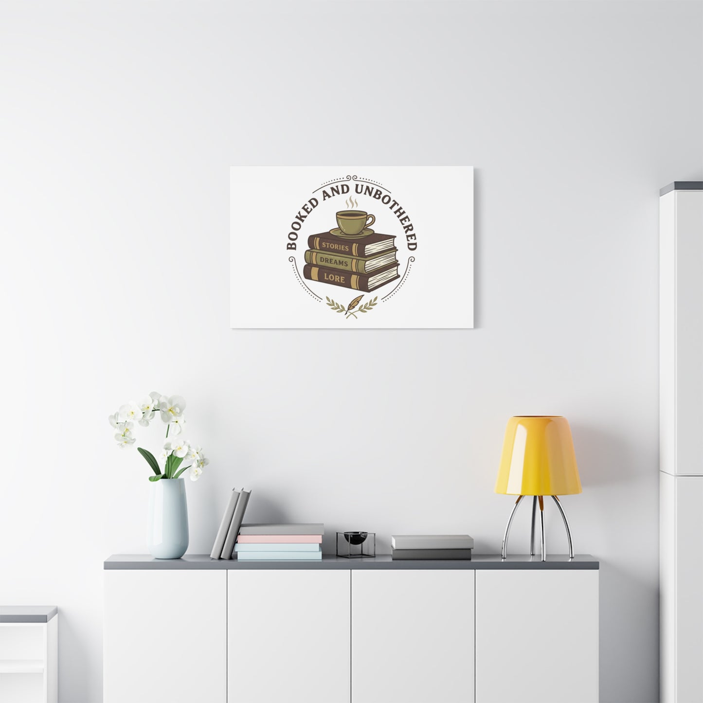 Booked and Unbothered Canvas, Book Lover Decor | Cozy Reading, Dark Academia