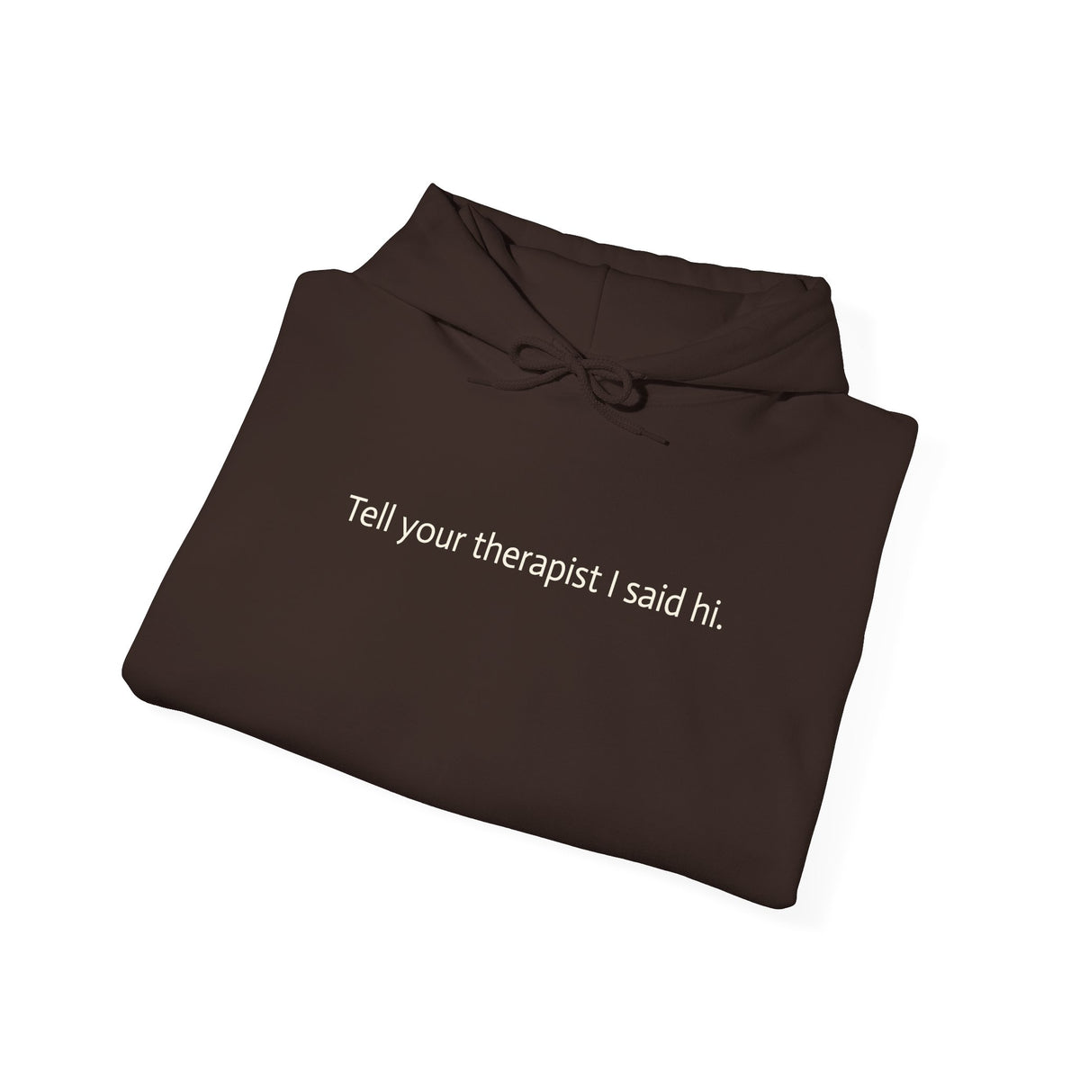Hoodie — "Tell your therapist I said hi." Minimalist Slogan Pullover