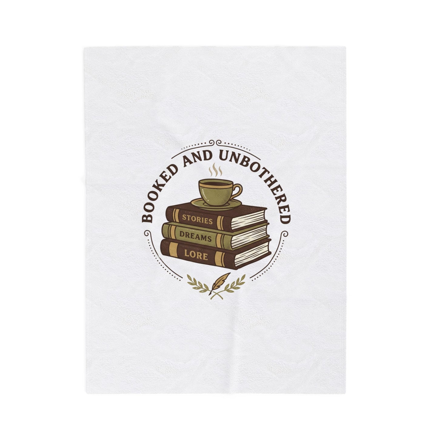 Bookish Stack 'Booked and Unbothered' Velveteen Plush Blanket | Cozy Reader, Dark Academia