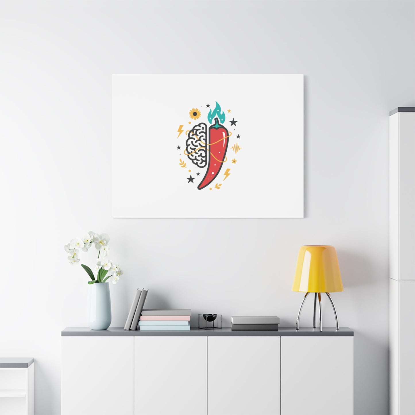 Neurodivergent Pride Brain & Chili Art Canvas | autism acceptance, autistic pride