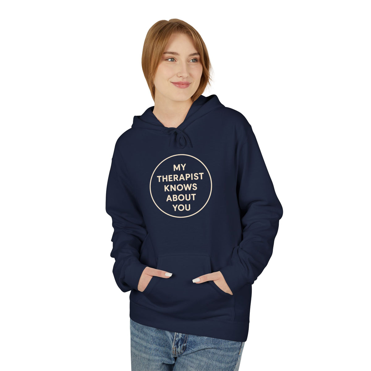 Therapist Knows About You Hoodie — Minimalist Circle Graphic Mental Health Support Pullover