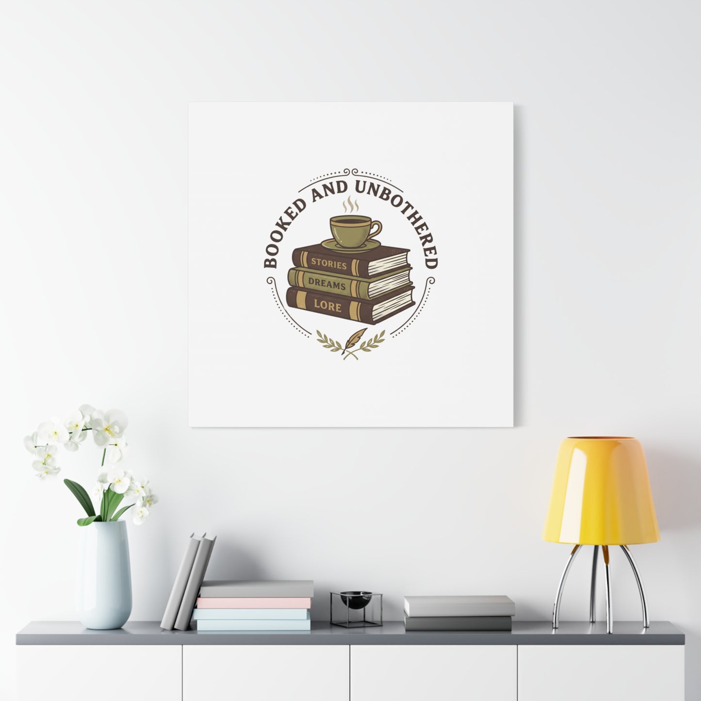Booked and Unbothered Canvas, Book Lover Decor | Cozy Reading, Dark Academia