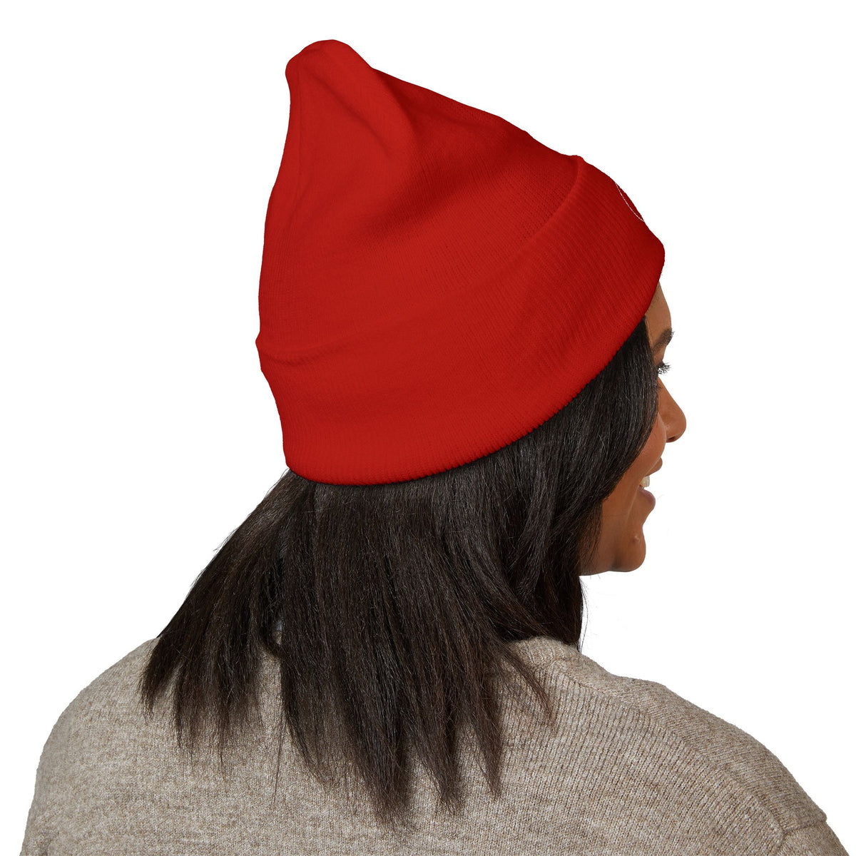 Embroidered Cuffed Beanie — “My Therapist Knows About You” Minimal Knit Hat