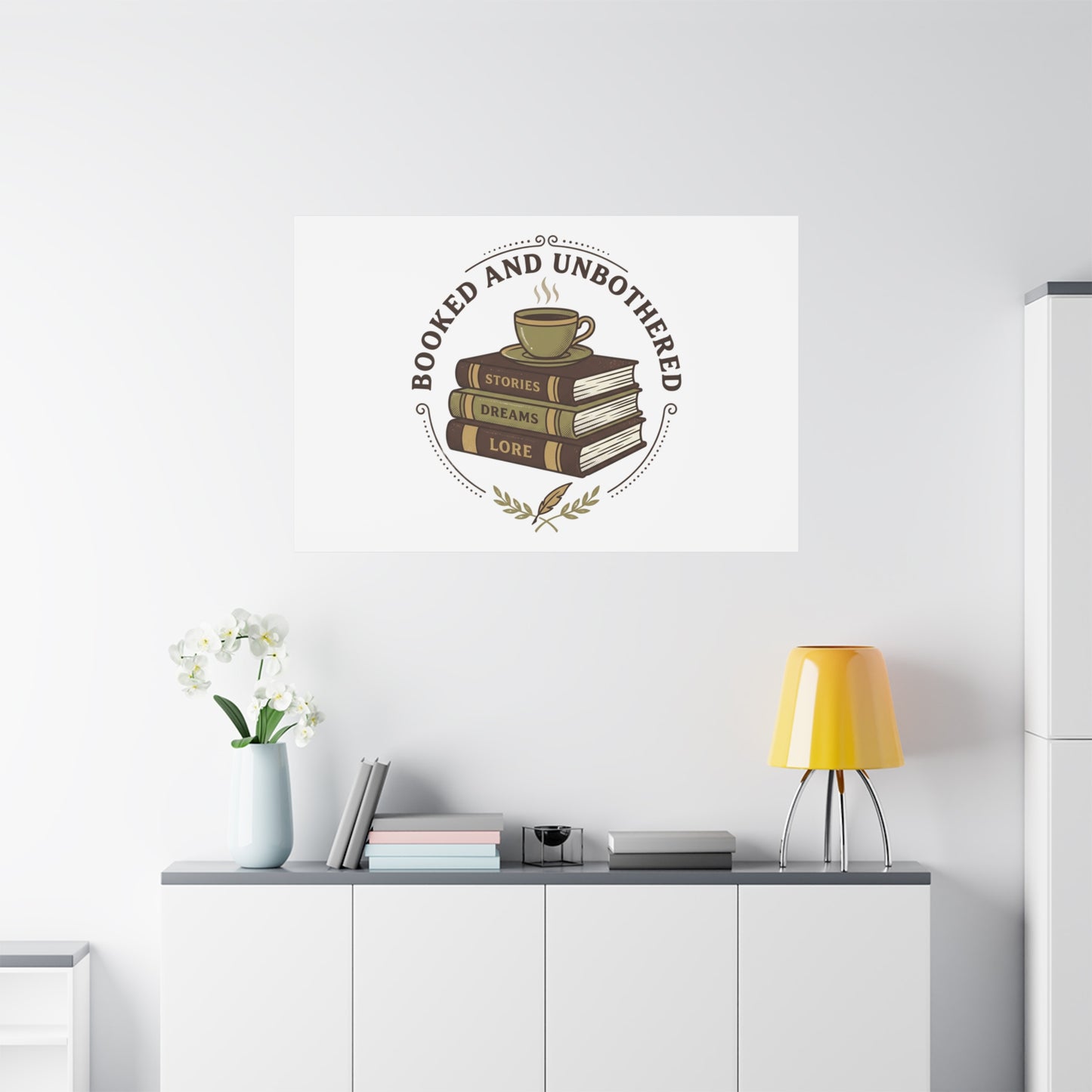 Booked and Unbothered Canvas, Book Lover Decor | Cozy Reading, Dark Academia