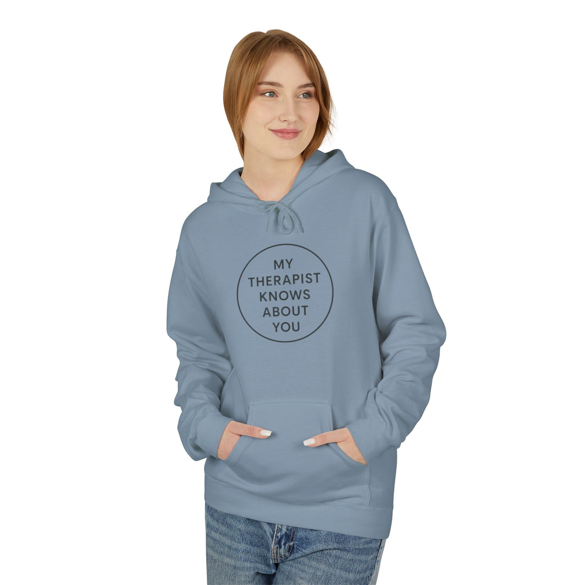 Therapist Knows About You Hoodie — Minimalist Circle Graphic Mental Health Support Pullover