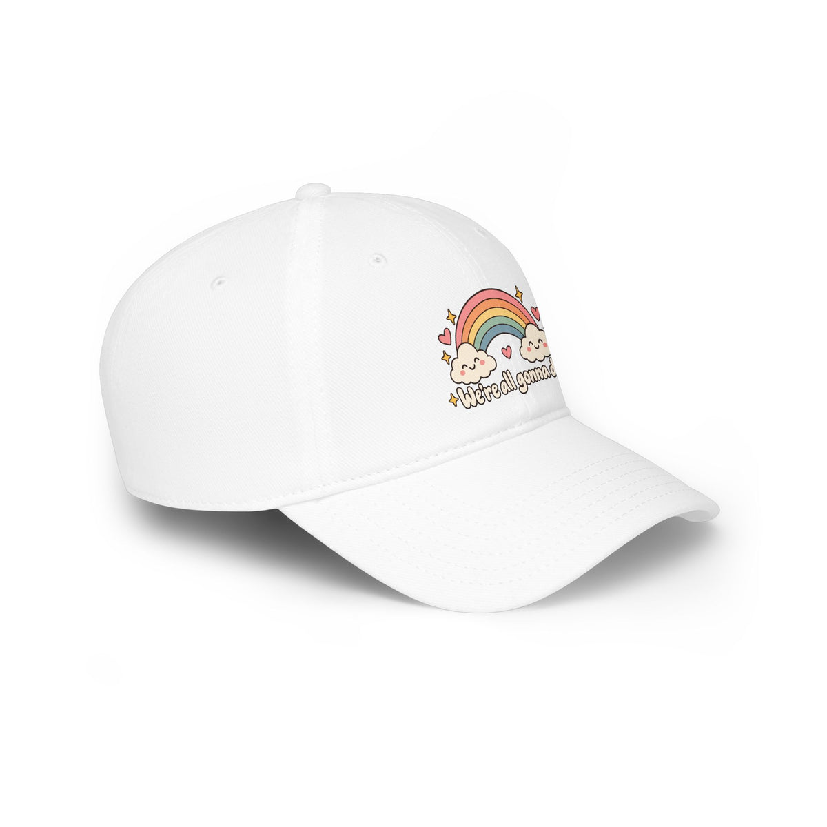 Baseball Cap — Cute Rainbow "We're All Gonna Die" Vintage Kawaii Hat