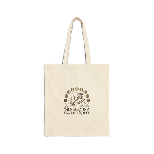 Mentally in a Fantasy Novel Tote | Book Lover, Dark Academia Library Tote