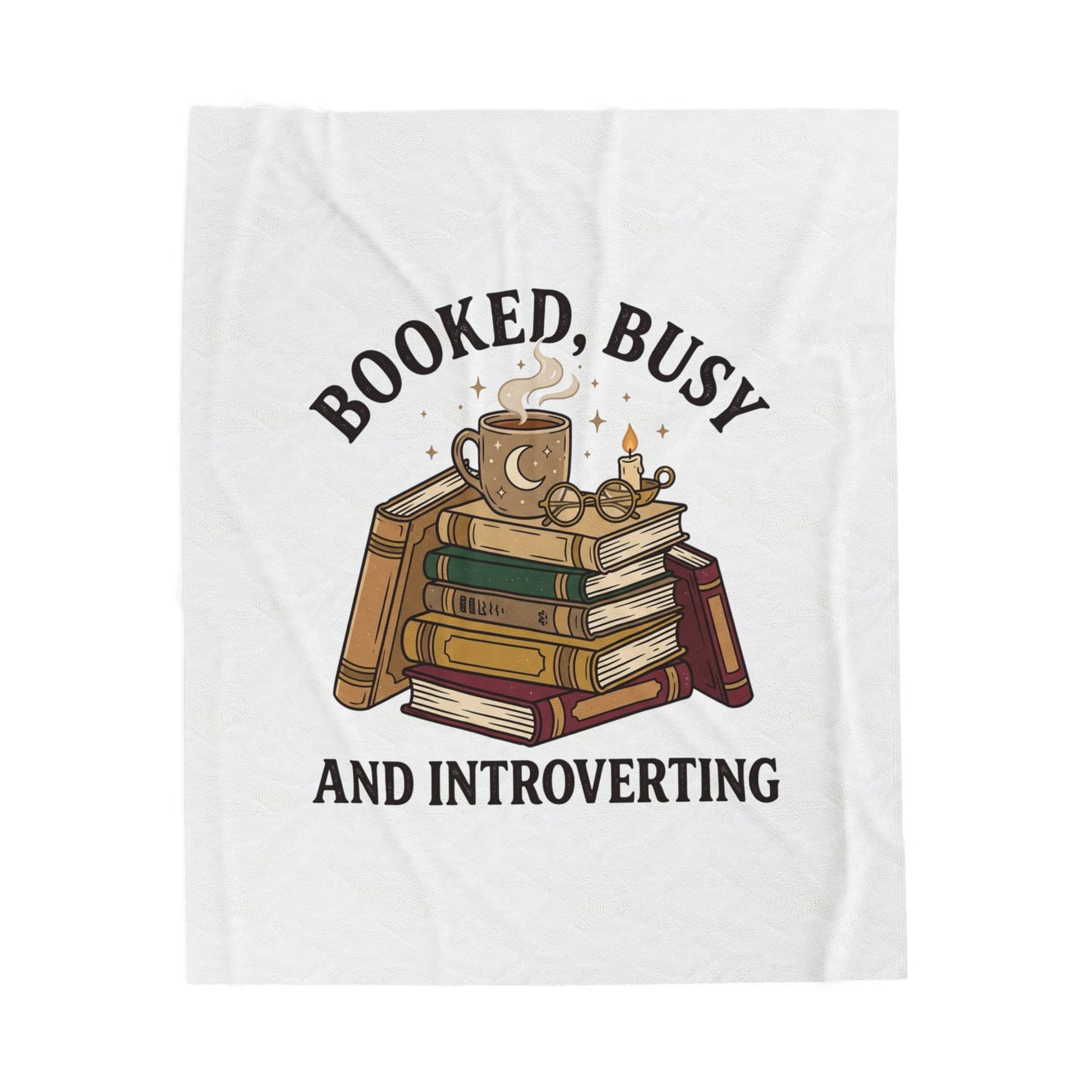 Booked, Busy and Introverting Velveteen Plush Blanket | Book Lover, Cozy Reader