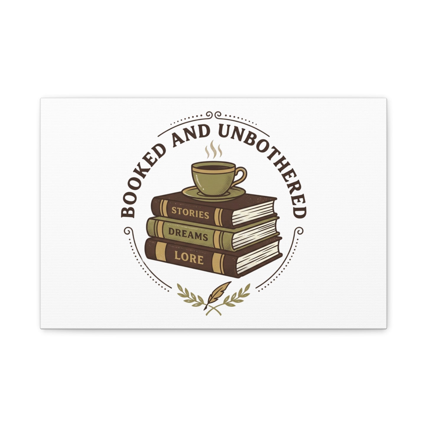 Booked and Unbothered Canvas, Book Lover Decor | Cozy Reading, Dark Academia